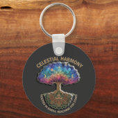 Celestial Harmony Tree | Cosmic Meditation Mandala Sleutelhanger (Voorkant)