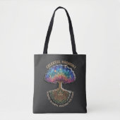 Celestial Harmony Tree - Cosmic Meditation Mandala Tote Bag (Voorkant)