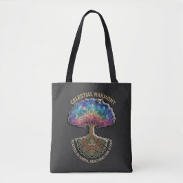 Celestial Harmony Tree - Cosmic Meditation Mandala Tote Bag
