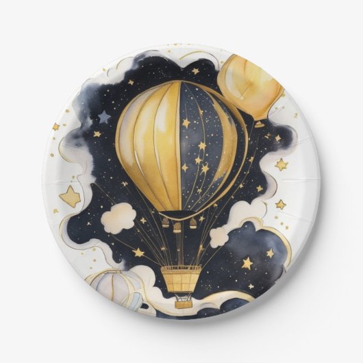 Celestial Hete Luchtballon Baby shower Papieren Bordje (Voorkant)