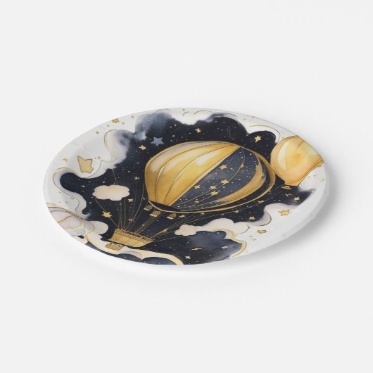 Celestial Hete Luchtballon Baby shower Papieren Bordje (Gekanteld)