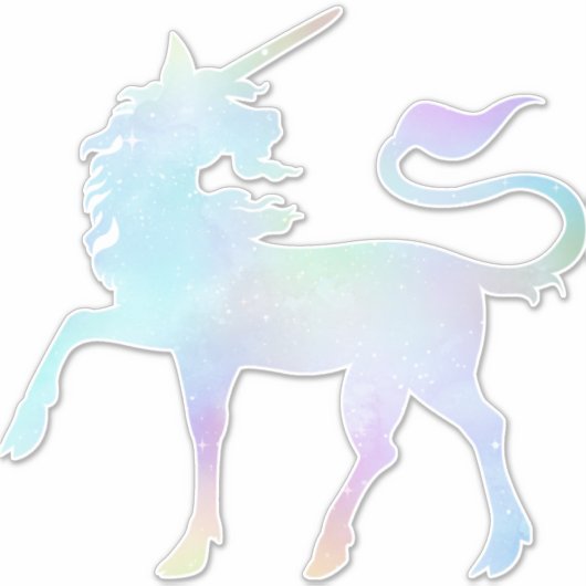 Celestial Holographic Rainbow Unicorn XL Vinyl Sticker (Voorkant)