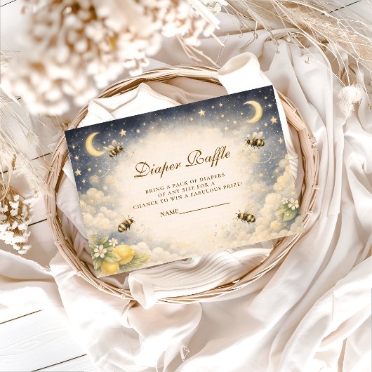 Celestial Honey Bee Baby Shower Diapper Raffle Informatiekaartje