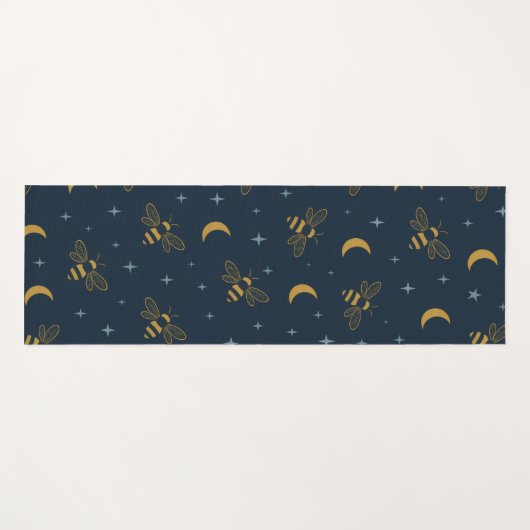 Celestial Honeybee Yoga Mat – Moon & Stars Pattern (Voorkant (horizontaal))