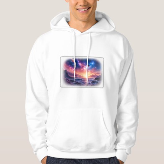 Celestial Horizon Galaxy Witte Hoodie (Voorkant)