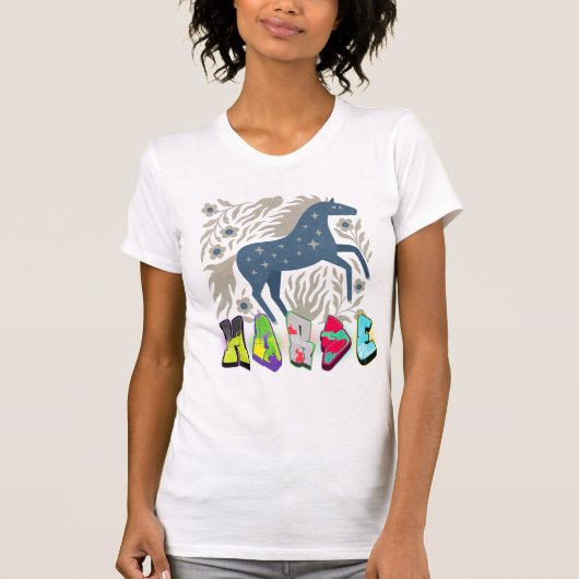Celestial Horse “HARD” – Cosmic Graffiti Art Desig T-shirt (Voorkant)