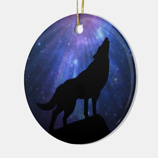Celestial Howling Wolf Keramisch Ornament (Links)