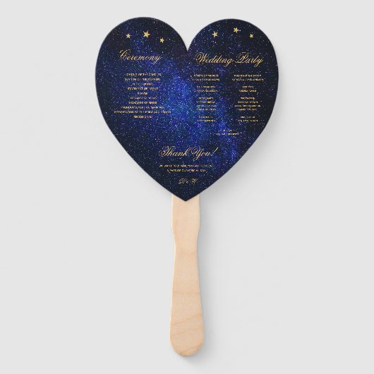 Celestial huwelijksprogramma Gouden Sterren Maan E Handwaaier (Achterkant)