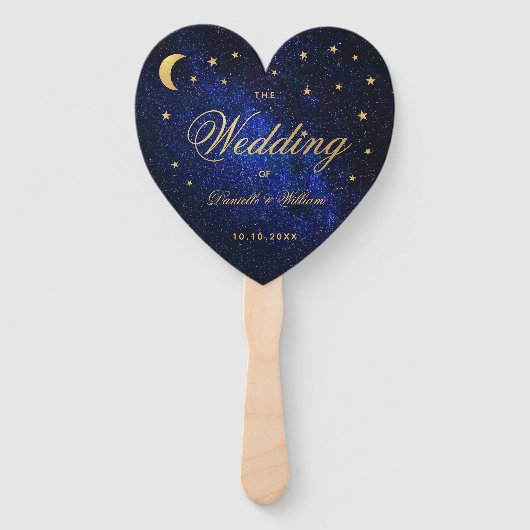 Celestial huwelijksprogramma Gouden Sterren Maan E Handwaaier (Voorkant)