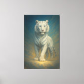 Celestial Ice-Aura White Tiger – Frostlight Divine Canvas Afdruk (Voorkant)
