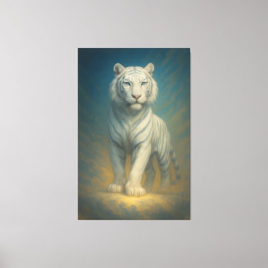 Celestial Ice-Aura White Tiger – Frostlight Divine Canvas Afdruk (Voorkant)