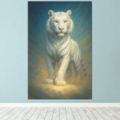 Celestial Ice-Aura White Tiger – Frostlight Divine Canvas Afdruk (Insitu (Houten vloer))