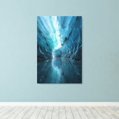 Celestial Ice Cave -Sapphire Blue Abstract Realism Canvas Afdruk (Insitu (Houten vloer))