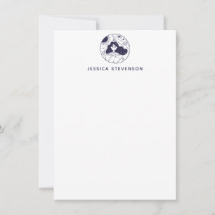 Celestial intergalactic Space Girl gepersonaliseer Notitiekaartje