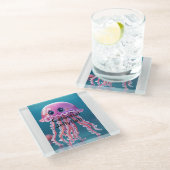 Celestial Jellyfish Glazen Onderzetter (Schuin)