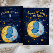 Celestial Joy: Over the Moon Baby shower Kaart