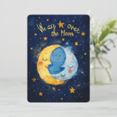 Celestial Joy: Over the Moon Baby shower Kaart (Staand voorkant)