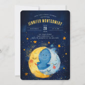 Celestial Joy: Over the Moon Baby shower Kaart (Achterkant)