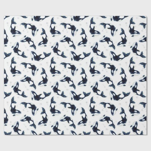 Celestial Killer Whale Ocean Blue Artwork Cadeaupapier (Vlak)