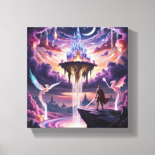 Celestial Kingdom Canvas Art – Mythisch Drijvend Afdruk (Voorkant)