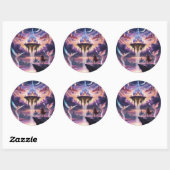 Celestial Kingdom Canvas Art – Mythisch Ronde Sticker (Vel)