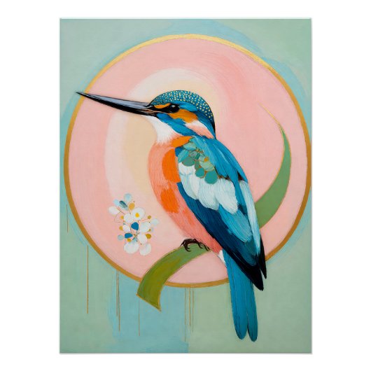 Celestial Kingfisher: A Study in Azure and Gold Perfect Poster (Voorkant)