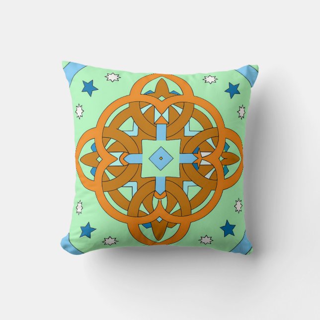 Celestial Knot Art Prints | Unique Star Patterns Kussen (Voorkant)
