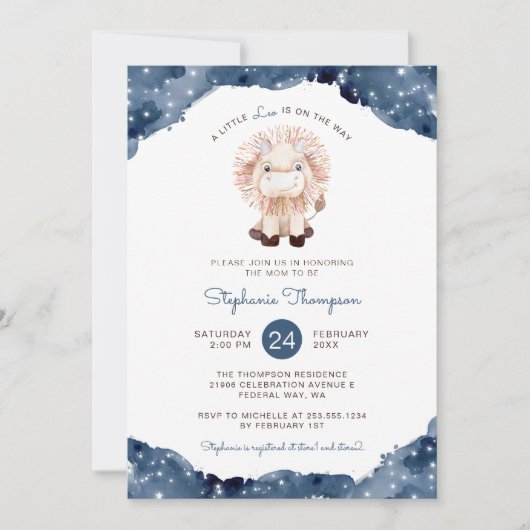Celestial Leo Astrologie Teken Baby shower Kaart (Voorkant)