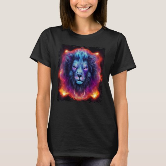 Celestial Lion God In Space Leo Zodiac Universe Ga T-shirt (Voorkant)