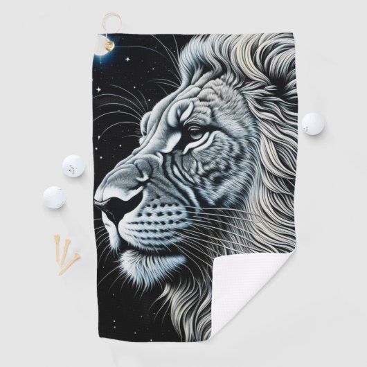 Celestial Lion Night Sky Air Art Golfhanddoek (Insitu)