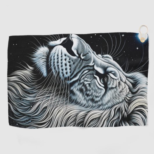 Celestial Lion Night Sky Air Art Golfhanddoek (Horizontaal)