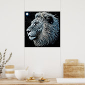Celestial Lion Night Sky Air Art Poster (Keuken)