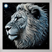 Celestial Lion Night Sky Air Art Poster (Voorkant)