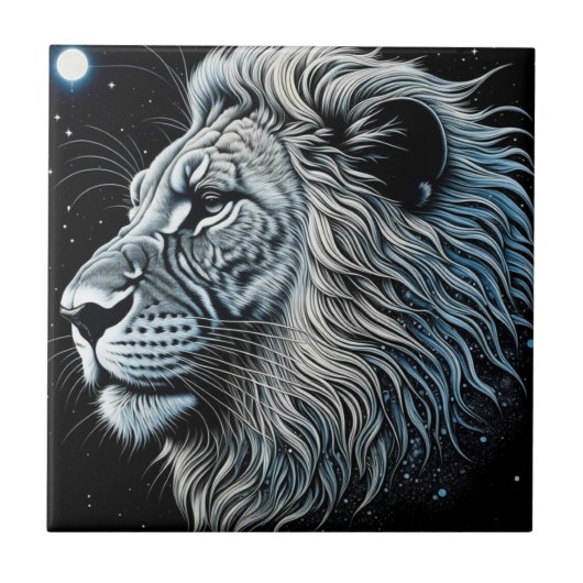 Celestial Lion Night Sky Air Art Tegeltje (Voorkant)