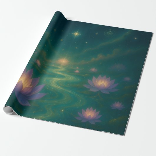 Celestial Lotus Wrapping Paper Cadeaupapier (Uitgerold)