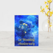 Celestial Love Beer Stars 1st Wedding Jubileum Kaart (Gele Bloem)