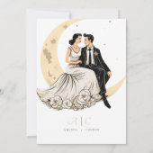 Celestial Love: Elegante Waxing Moon Save the Date Kaart (Achterkant)