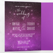 Celestial Love Geschreven in Stars Photo Wedding Drieluik Uitnodiging (Binnenzijde eerst)