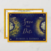 Celestial Love Save the Date Briefkaart (Voorkant / Achterkant)