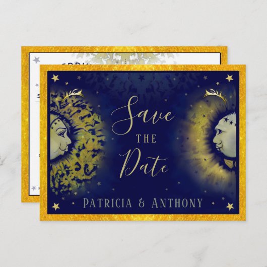 Celestial Love Save the Date Briefkaart (Voorkant / Achterkant)