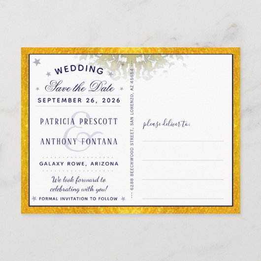 Celestial Love Save the Date Briefkaart (Achterkant)