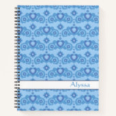 Celestial Love Stars Harten Naam Lichtblauw Notitieboek (Voorkant)