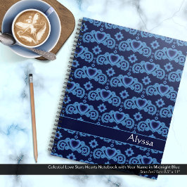 Celestial Love Stars Harten Naam Midnight Blue Notitieboek
