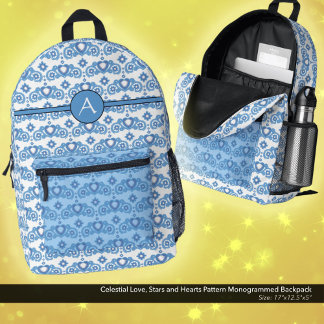 Celestial Love Stars Hearts Patroon Monogrammed Bedrukte Rugzak