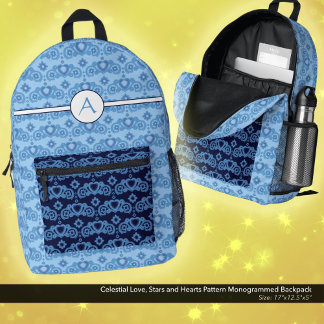 Celestial Love Stars Hearts Patroon Monogrammed Bedrukte Rugzak