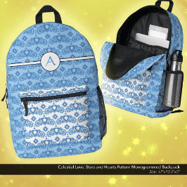 Celestial Love Stars Hearts Patroon Monogrammed Bedrukte Rugzak