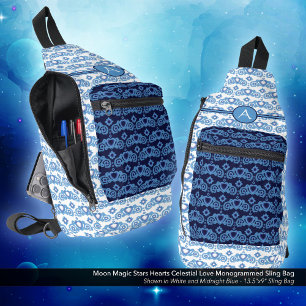 Celestial Love Stars Hearts Patroon Monogrammed Sling Bag