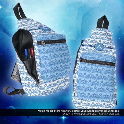 Celestial Love Stars Hearts Patroon Monogrammed Sling Bag