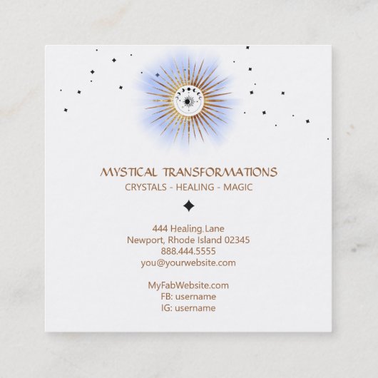 *~* Celestial Luna Lunar Moon Magic Boho Light Vierkante Visitekaartje (Achterkant)