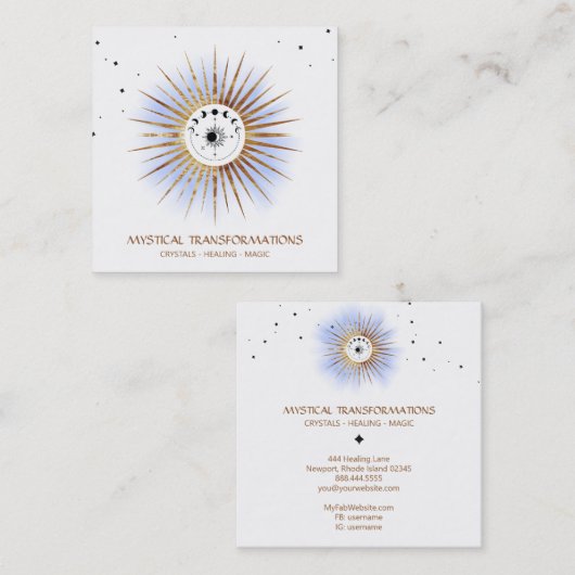 *~* Celestial Luna Lunar Moon Magic Boho Light Vierkante Visitekaartje (Voorkant / Achterkant)
